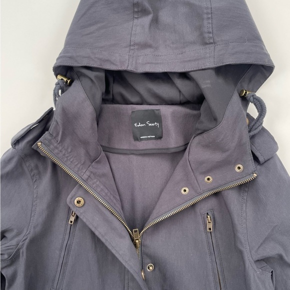 Eden Society Women's Dark Grey Gray Holly Contrast Hood Cargo Jacket Size Small - Picture 5 of 12